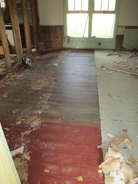 old tongue-in-groove floors and beadboard walls