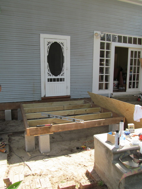 Building the mudroom foundation anddeck