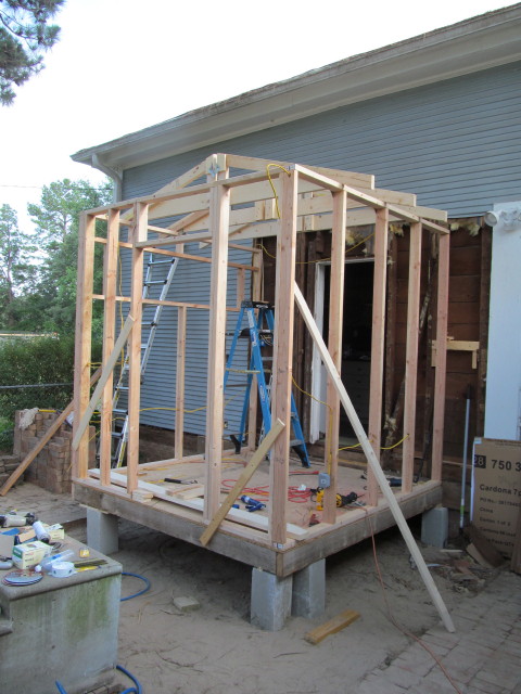 Mudroom wall framing and electrican rough-in