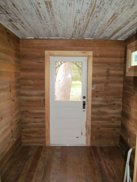 Shiplap and beadboard installed in mudroom