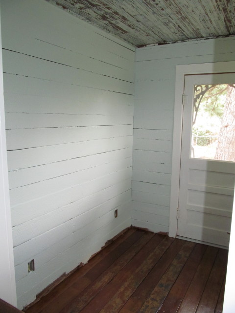 finished blue walls in mudroom