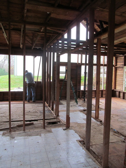 removing the siding from the west side of the house