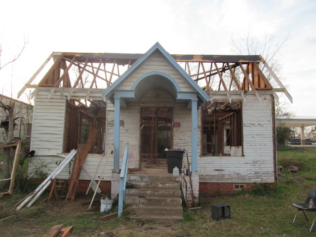 roof removed from front of house