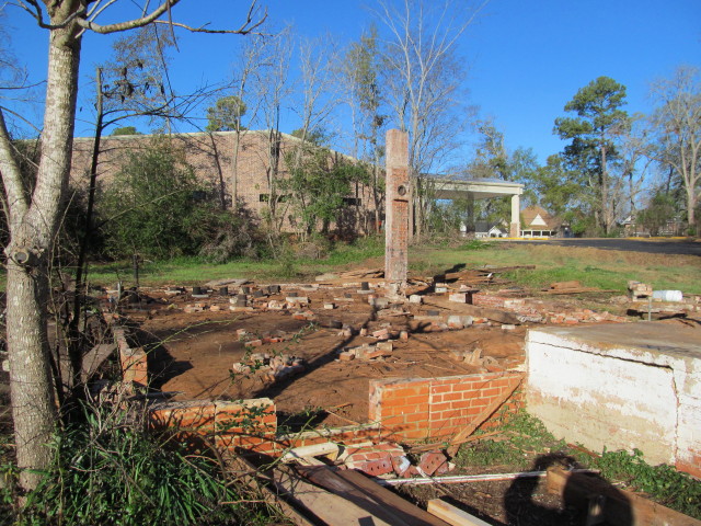 the remains of the old fireplace