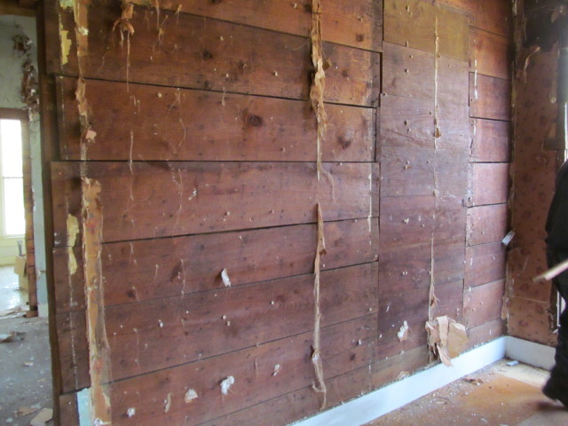 rough sawn walls in front room