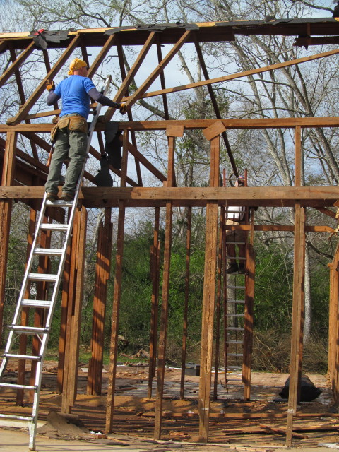 removing the roof rafters - Living Vintage