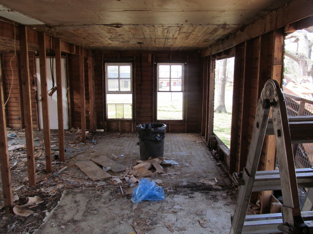 lumber stripped from interior walls