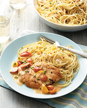 Chicken Pomodoro with Garlic Spaghetti