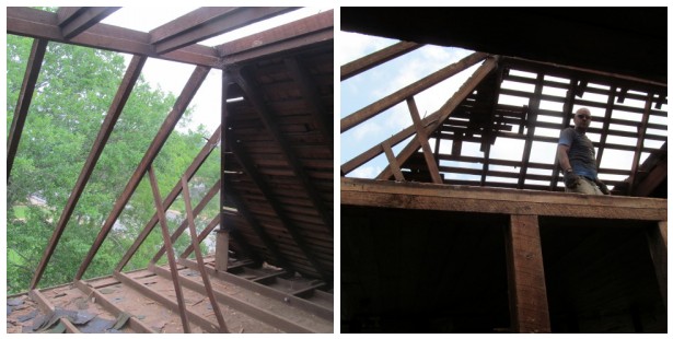 straight 100 year old roof rafters