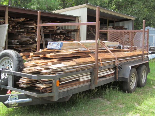 a full load of salvaged lumber