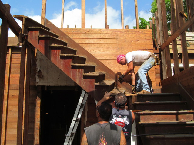 pulling the staircase away from the wall