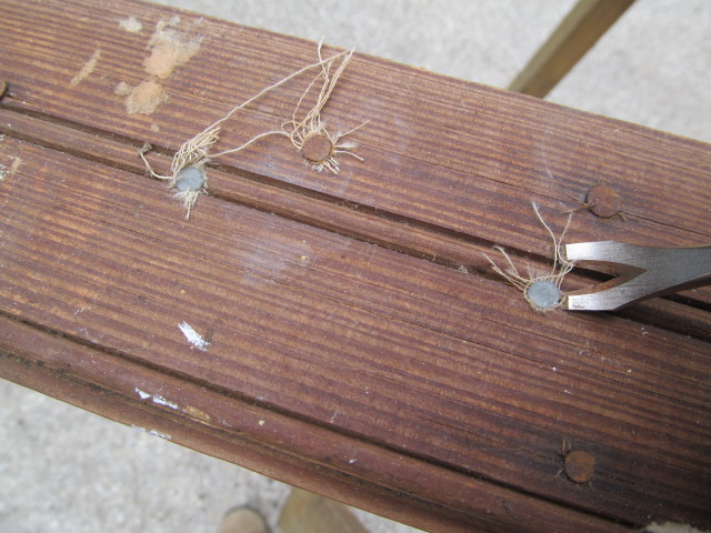 removing tacks from old beadboard using a tack puller