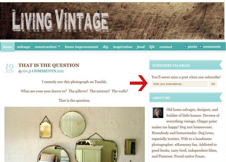 Living Vintage home page