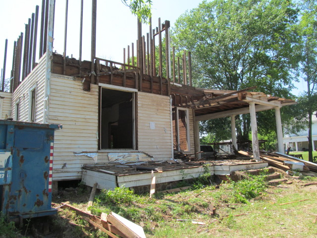 half of porch gone by mid-day