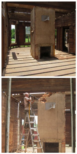 taking down the old fireplace