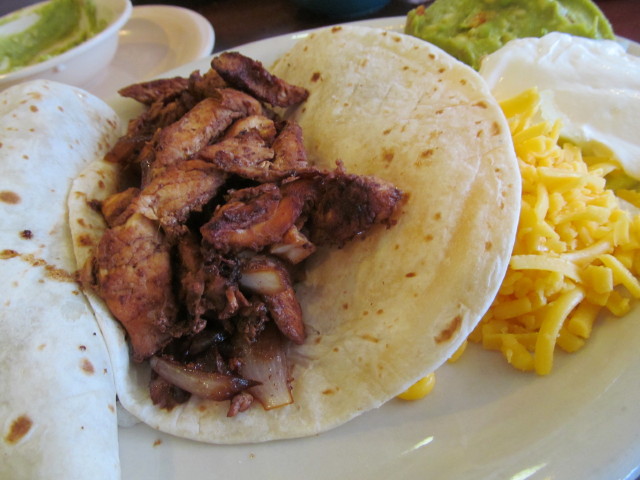 Chicken fajita tacos at Enchiladas Y Mas, Austin, TX