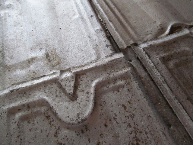close-up of roof tins