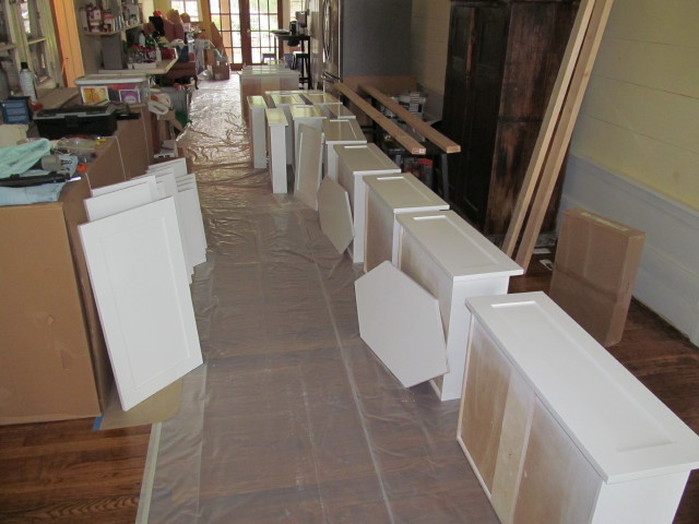 drying kitchen cabinet drawers, doors and shelving