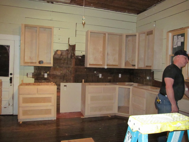 new cabinets and old location of back door