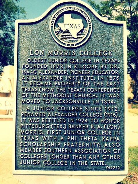 Historic marker of Lon Morris College