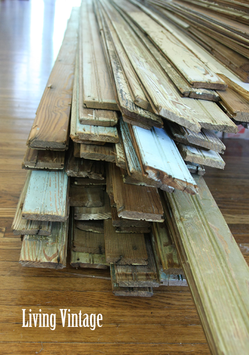 Living Vintage - pile of old beadboard in our dogtrot