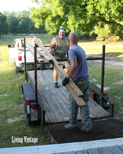 Mark and John load up the old beadboard - Living Vintage