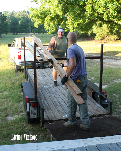 Mark and John load up the old beadboard - Living Vintage