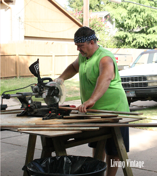 Mark operating the chop saw - Living Vintage