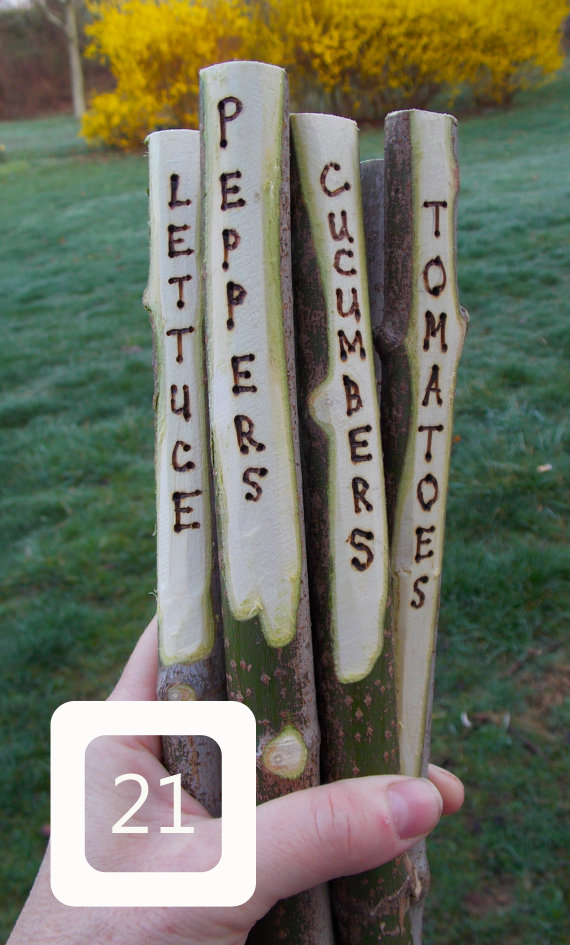 create plant markers using twigs and a wood-burner