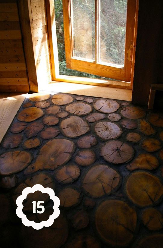 remarkable floors made from sliced logs