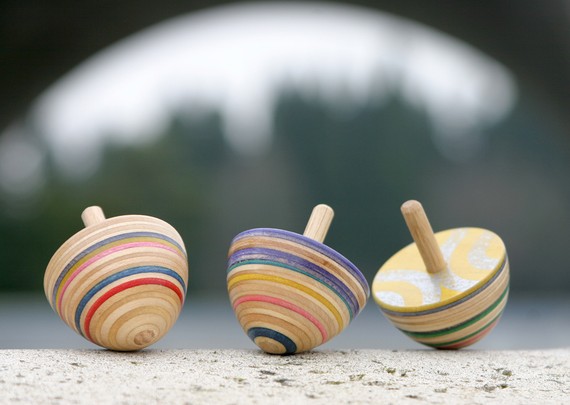 Etsy Finds - Living Vintage - spinning tops using recycled skateboards