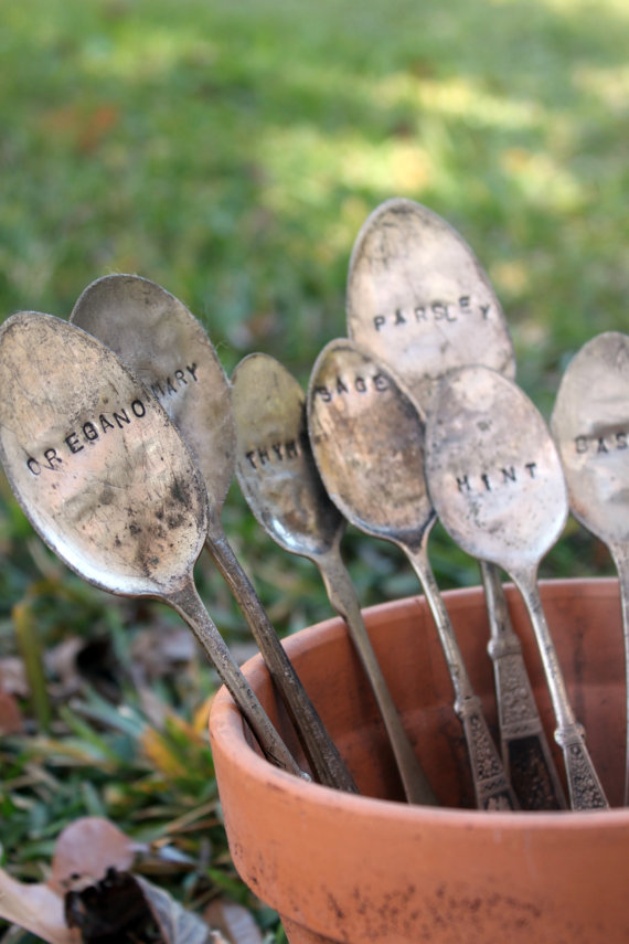 Etsy Finds - Living Vintage - spoons as plant markers