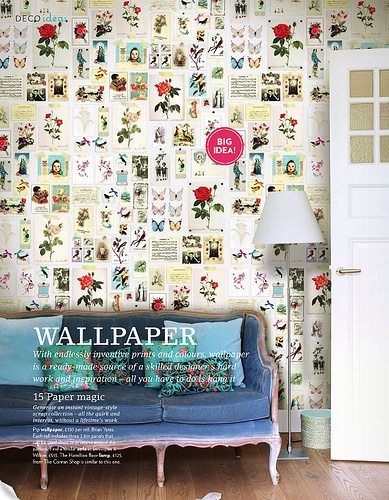 creative wallpaper made with old illustrations - featured on Living Vintage's Friday Favorites