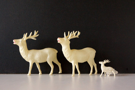 Featured on Living Vintage - antique celluloid reindeer