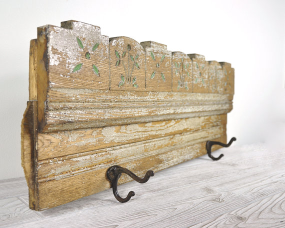 Featured on Living Vintage - coat rack made with architectural salvage