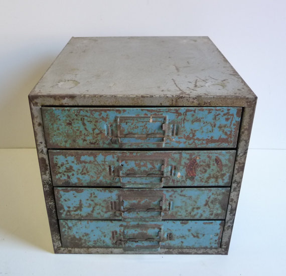 Featured on Living Vintage - industrial metal cabinet