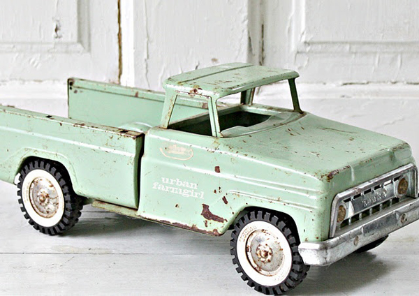 Love toy trucks especially in mint green - featured on Living Vintage's Friday Favorites