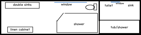 floor plan of master bathroom AND guest bathroom after