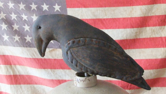 handmade crow made by Treasured Primitives - featured on Living Vintage