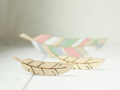 little wooden feathers - made by for Craft - featured on Living Vintage