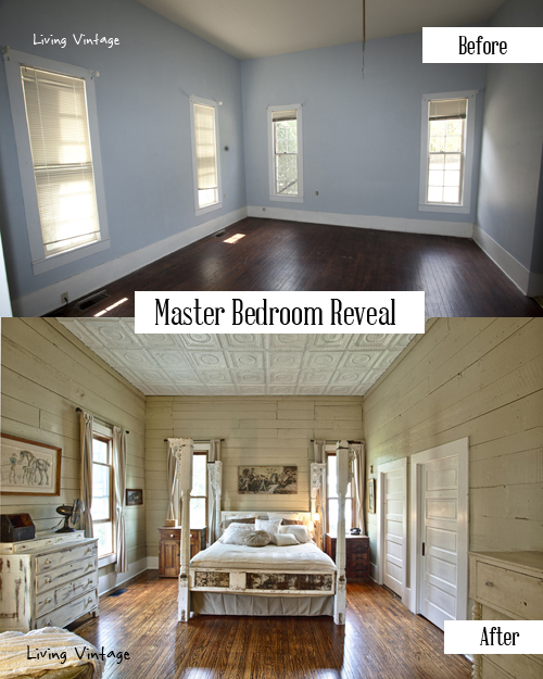 From bland to fabulous - you've got to see this fabulous master bedroom! More pics @ Living Vintage