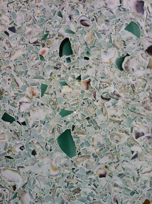 pretty green and white countertop made with recycled glass - featured on Friday Favorites - Living Vintage