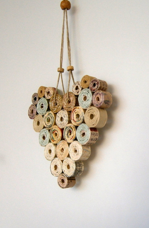 recycled paper hearts - featured on Living Vintage's Etsy Finds