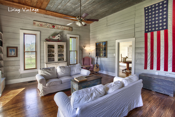 a large living room decorated with Americana