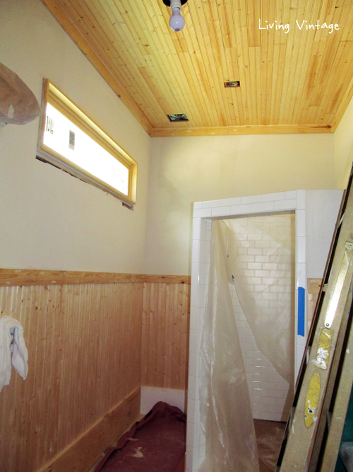 we installed beadboard planks to the walls and ceiling
