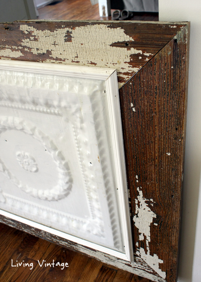 detail of the ceiling tin and chippy paint - Living Vintage