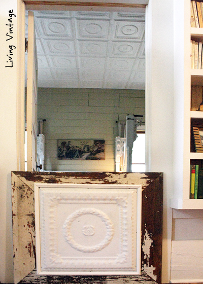 dog gate matches the tin ceiling - Living Vintage