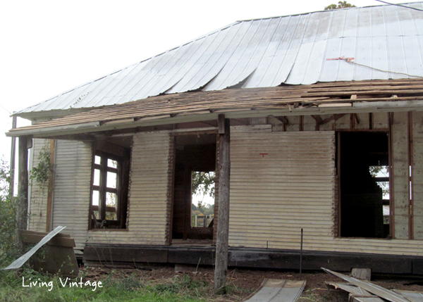 porch roof skinned and ready to come down