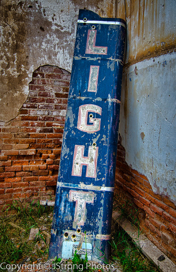 Old LIGHT sign - featured on Living Vintage's Friday Favorites