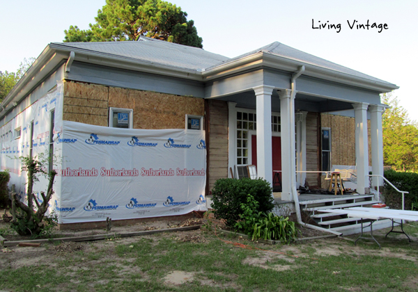 covering the house with a moisture barrier